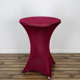 Burgundy Highboy Spandex Cocktail Table Cover, Fitted Stretch Tablecloth for 24"-32" Dia Tables