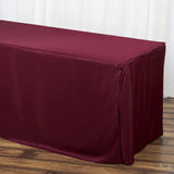 6FT Burgundy Fitted Polyester Rectangular Table Cover