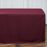 8FT Burgundy Fitted Polyester Rectangular Table Cover