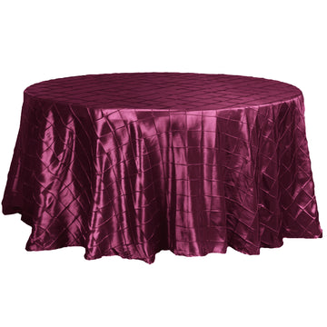 120" Burgundy Pintuck Round Seamless Tablecloth