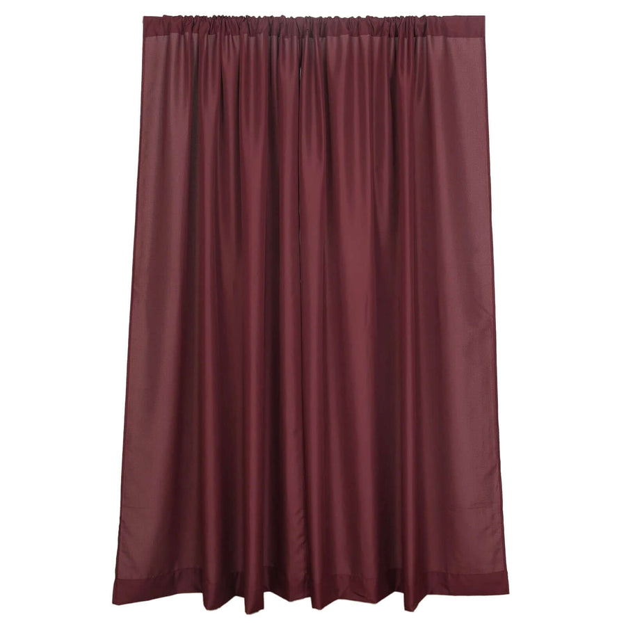 2 Pack Burgundy Polyester Event Curtain Drapes, 10ftx8ft Backdrop Event Panels With Rod Pockets