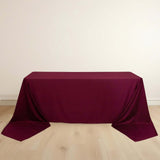 90x156inch Burgundy Premium Scuba Wrinkle Free Rectangular Tablecloth, Seamless Scuba Polyester