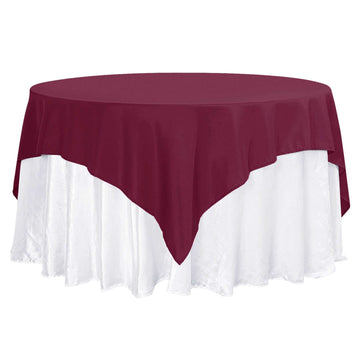 Premium Polyester 70"x70" Table Overlay Square Tablecloth Burgundy 220GSM Wrinkle-Resistant Table Cover