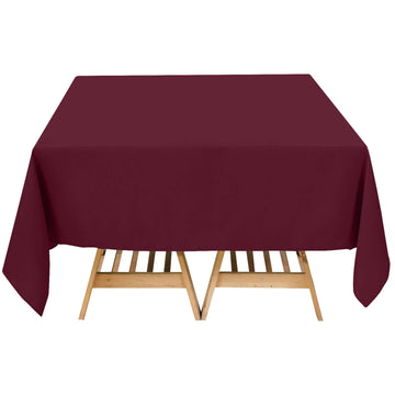 70"x70" Burgundy Premium Seamless Polyester Square Tablecloth - 220GSM