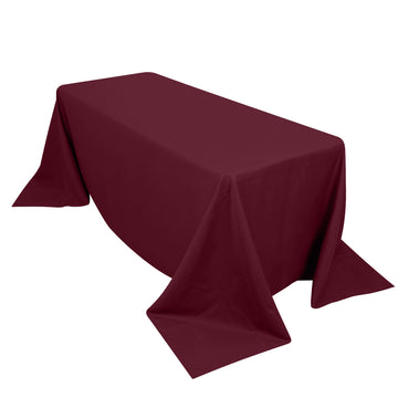 90"x132" Burgundy Seamless Premium Polyester Rectangular Tablecloth - 220GSM