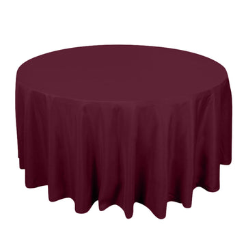 120" Burgundy Seamless Premium Polyester Round Tablecloth - 220GSM for 5 Foot Table With Floor-Length Drop