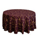 120inch Burgundy Round Polyester Tablecloth With Gold Foil Geometric Pattern