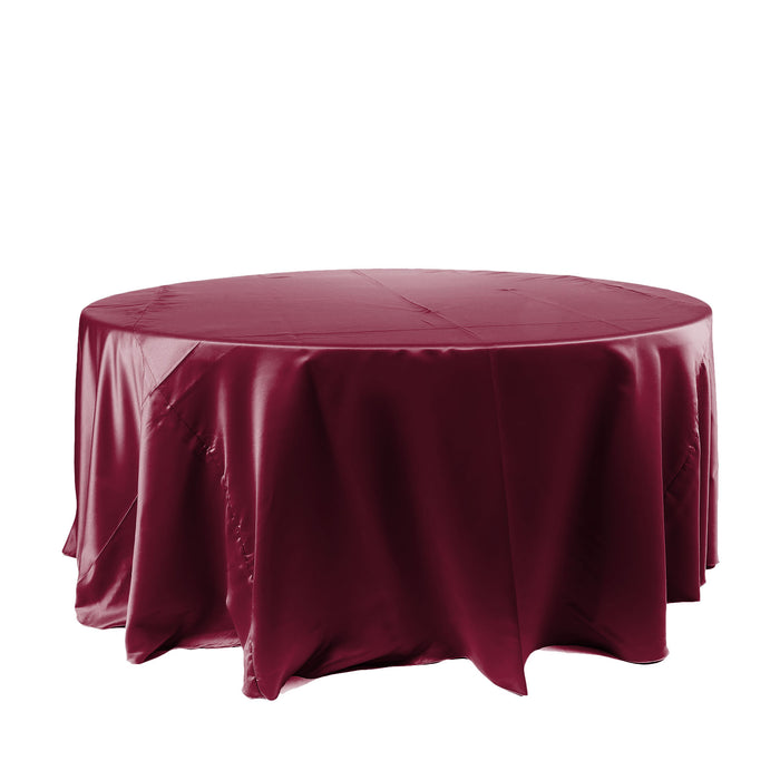 120" Burgundy Seamless Satin Round Tablecloth