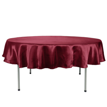 90" Burgundy Seamless Satin Round Tablecloth