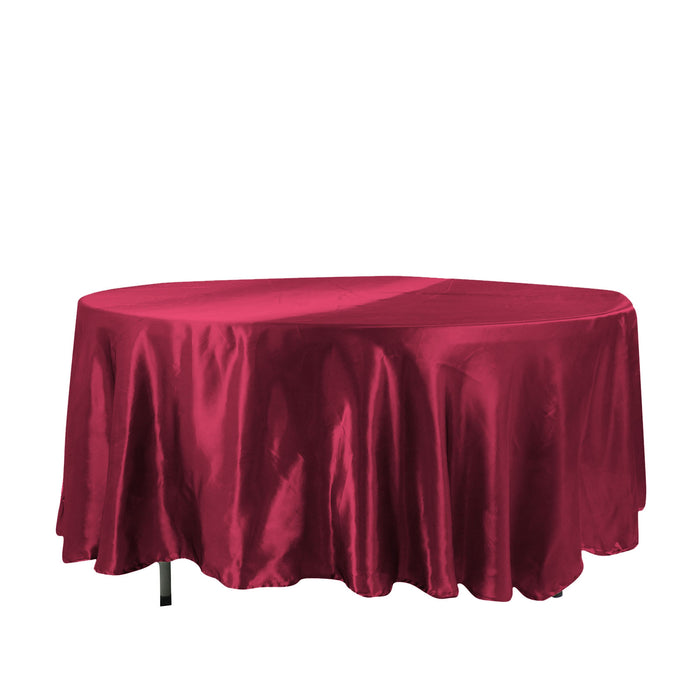 108 inch Burgundy Satin Round Tablecloth