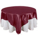 90" x 90" Burgundy Seamless Satin Square Tablecloth Overlay