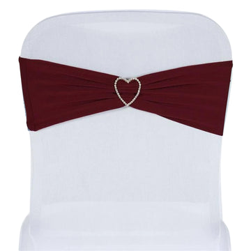 5 Pack | 5"x12" Burgundy Spandex Stretch Chair Sashes Bands