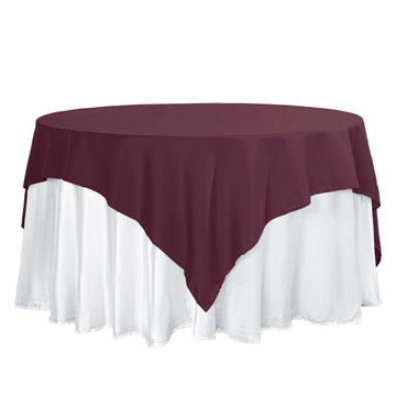 70"x70" Burgundy Square Seamless Polyester Table Overlay