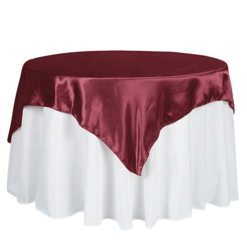 60"x60" Burgundy Square Smooth Satin Table Overlay