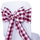 Gingham Chair Sashes | 5 PCS | Burgundy/White | Buffalo Plaid Checkered Polyester Chair Sashes