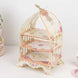 3 Tier White Peach Birdcage Cardboard Dessert Display Stand With Floral Print, 18inch Cake Display
