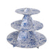 3-Tier White Blue Cardboard Dessert Display Stand with Chinoiserie Floral Print, Tea Party#whtbkgd