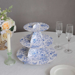 Elegant White Blue 3-Tier Dessert Stand for Stunning Tea Party Displays