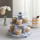 3-Tier White Blue Cardboard Dessert Display Stand with Chinoiserie Floral Print, Tea Party Cupcake
