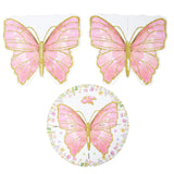 2 Pack White Pink Glitter Butterfly Cupcake Stands, 12inch Floral Print Cake Dessert Holder