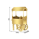 Gold dessert cart with dimensions, 6 ft tall and 5.9 ft wide.