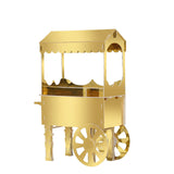 Gold decorative cart with a canopy and wheels for events or displays #whtbkgd