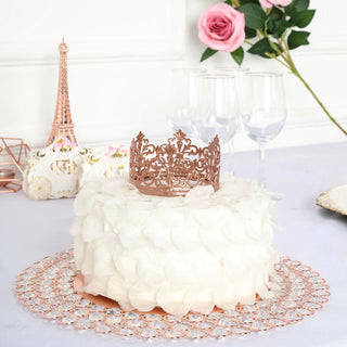 Enhance Your Event Decor with the Rose Gold Metal Princess Crown Cake Topper