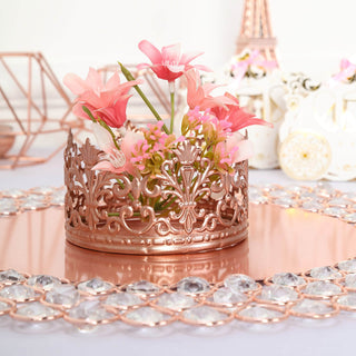 Rose Gold Metal Princess Crown Cake Topper - Add a Touch of Elegance to Your Wedding Cake