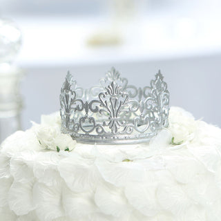 Shiny Silver Princess Crown Cake Topper