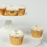 50 Pack Metallic Gold Foil Baking Cake Cups, 3oz Dessert Muffin Cupcake Liners