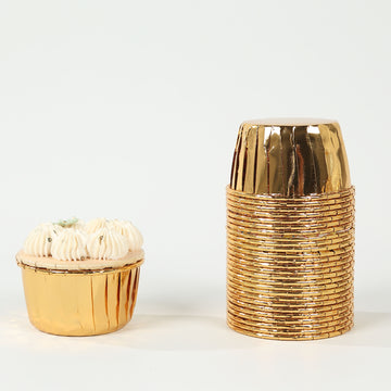 48 Pack Metallic Gold Foil Baking Cake Cups, 3oz Dessert Muffin Cupcake Liners