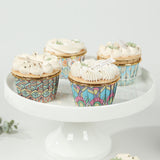 50 Pack Assorted Boho Paper Foil Baking Cake Cups, 3oz Vintage Expandable Dessert Muffin Cupcake