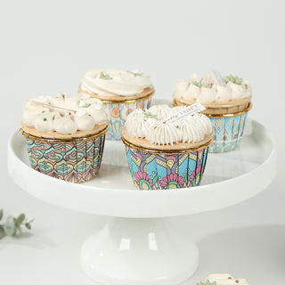 Stunning Visual Appeal - Assorted Boho Paper Foil Cupcake Liners