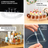 Set of 3 Acrylic Half-Moon Display Riser Stands – 3-Tier Clear Dessert Pedestal for Cakes, Collectibles & Figurines - 7",13",18"