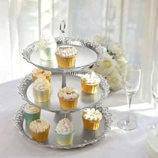 Make a Statement with Our Stunning Metallic Silver Cupcake Stand