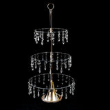 3-Tier Gold Cupcake Stand – 2ft Acrylic and Metal Dessert Display Tower with Hanging Crystals_99