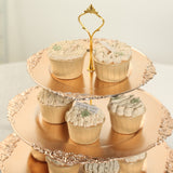 3-Tier Metallic Gold Plastic Cupcake Tower Stand with Embossed Baroque Rim 13inch Round Cake Dessert