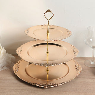 <h3 style="margin-left:0px;"><strong>Stunning 3-Tier Metallic Gold Plastic Cupcake Stand Holder</strong>