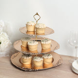 3-Tier Metallic Gold Plastic Cupcake Tower Stand with Embossed Baroque Rim 13inch Round Cake Dessert