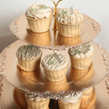 3-Tier Metallic Gold Plastic Cupcake Tower Stand with Embossed Baroque Rim 13inch Round Cake Dessert