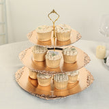 3-Tier Metallic Gold Plastic Cupcake Tower Stand with Embossed Baroque Rim 13inch Round Cake Dessert