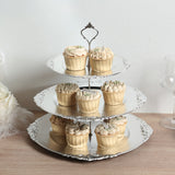 3-Tier Metallic Silver Plastic Cupcake Tower Stand with Embossed Baroque Rim, 13inch Round Cake