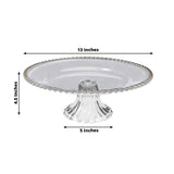 2-Pack Clear Plastic Pedestal Cake Stands – 13inch Round Dessert Display Tray