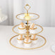 14inch Clear 3-Tier Plastic Dessert Display Stand With Gold Beaded Rim, Round Cupcake Tower