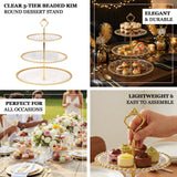 Elegant 3-tier beaded rim dessert stand, perfect for all occasions and easy to assemble.