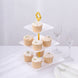 13inch 3-Tier White Gold Wavy Square Edge Cupcake Stand, Dessert Holder