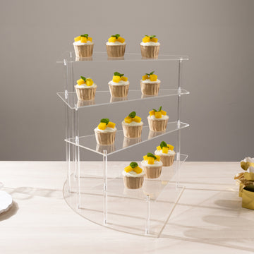 4-Tier Clear Spiral Stairway Acrylic Cupcake Stand, Cake Dessert Display Stand Perfume Organizer Shelf - 17" Tall