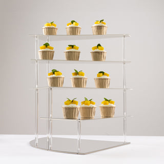 <span style="background-color:transparent;color:#000000;">Sophisticated 4-Tier Silver Spiral Stairway Acrylic Cake Stand</span>