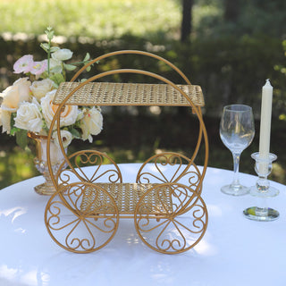 Glamorous Gold Metal Cinderella Carriage Wedding Cake Stand