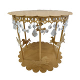 14inch Gold Metal Carousel Cake Stand with Hanging Acrylic Beads#whtbkgd